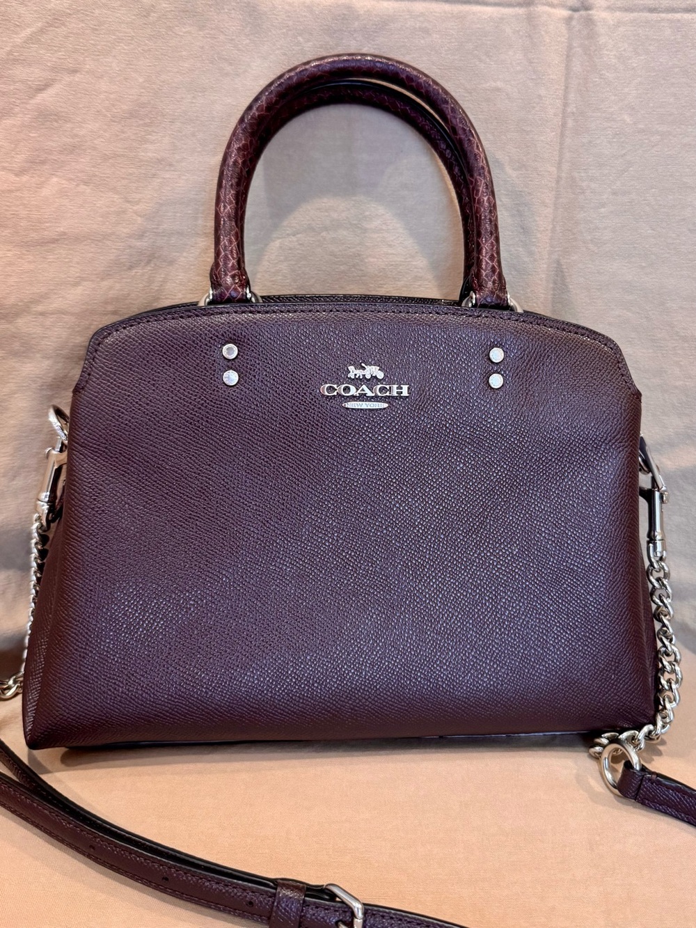 Coach Leather Satchel in Deep burgundy